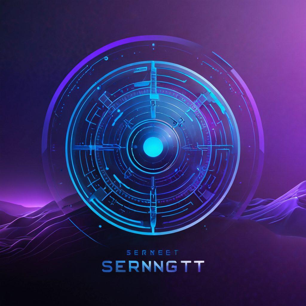 A stunning, modern web interface with sleek design elements, futuristic icons, and a glowing Serengeti logo. The background features an ethereal digital landscape and abstract technological patterns that signify innovation. Vibrant color palette with hues of blue, purple, and silver. Super-realistic. High-tech aesthetic.